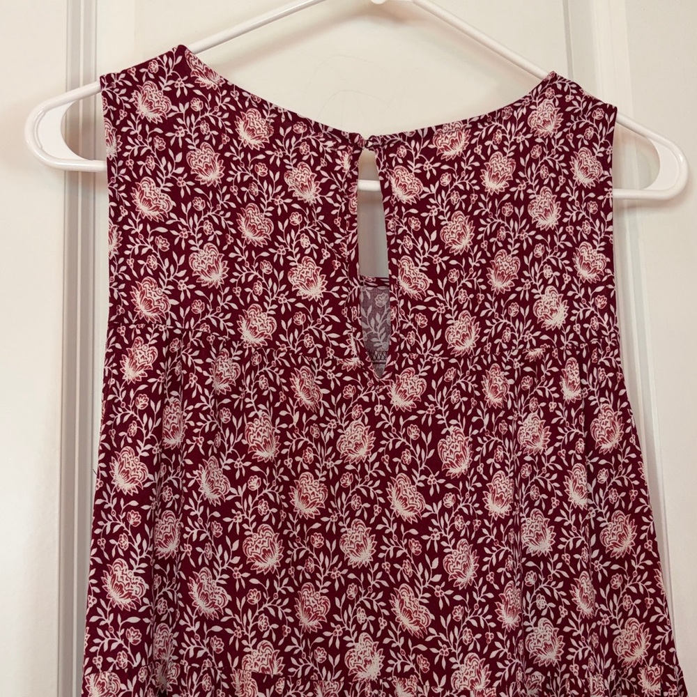 Max Studio Sleeveless Floral Boho Peasant Maxi Dress Pockets Medium Red & White - Picture 8 of 14